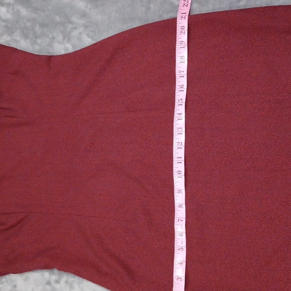 New York & Com Women Stretch Pencil Dress Herringbone Pattern 12 Red Burgundy. - Picture 9 of 13